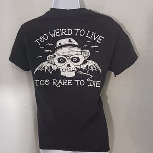 Gildan Black Tee Gonzo Too Weird To Live Too Rare To Die Size S